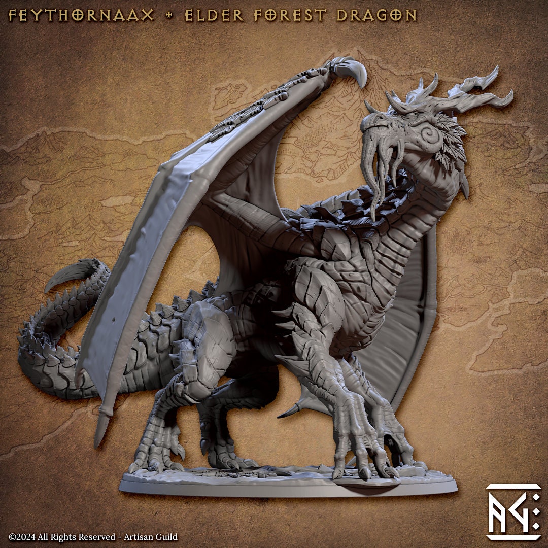 Feythornaax - Elder Forest Dragon - Deeproot Lurikeens - Unpainted Miniature