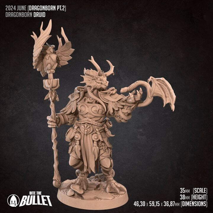 Dragonborn Druid - Unpainted Miniature