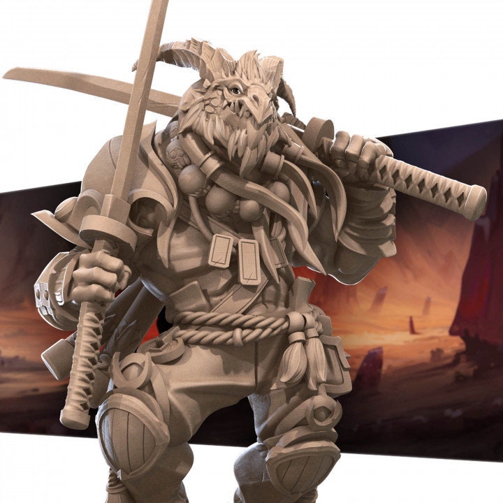 Dragonborn Monk - 2 Poses - Unpainted Miniature