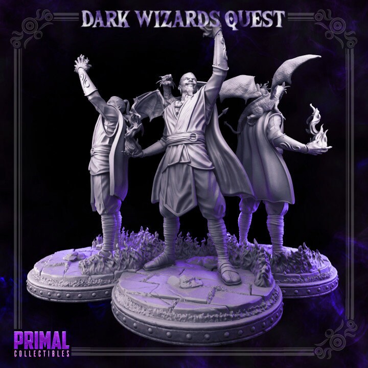 Fire Mage - Drago Zhurong - Dark Wizards Set- Masters of Dungeons Quest - Unpainted Miniature