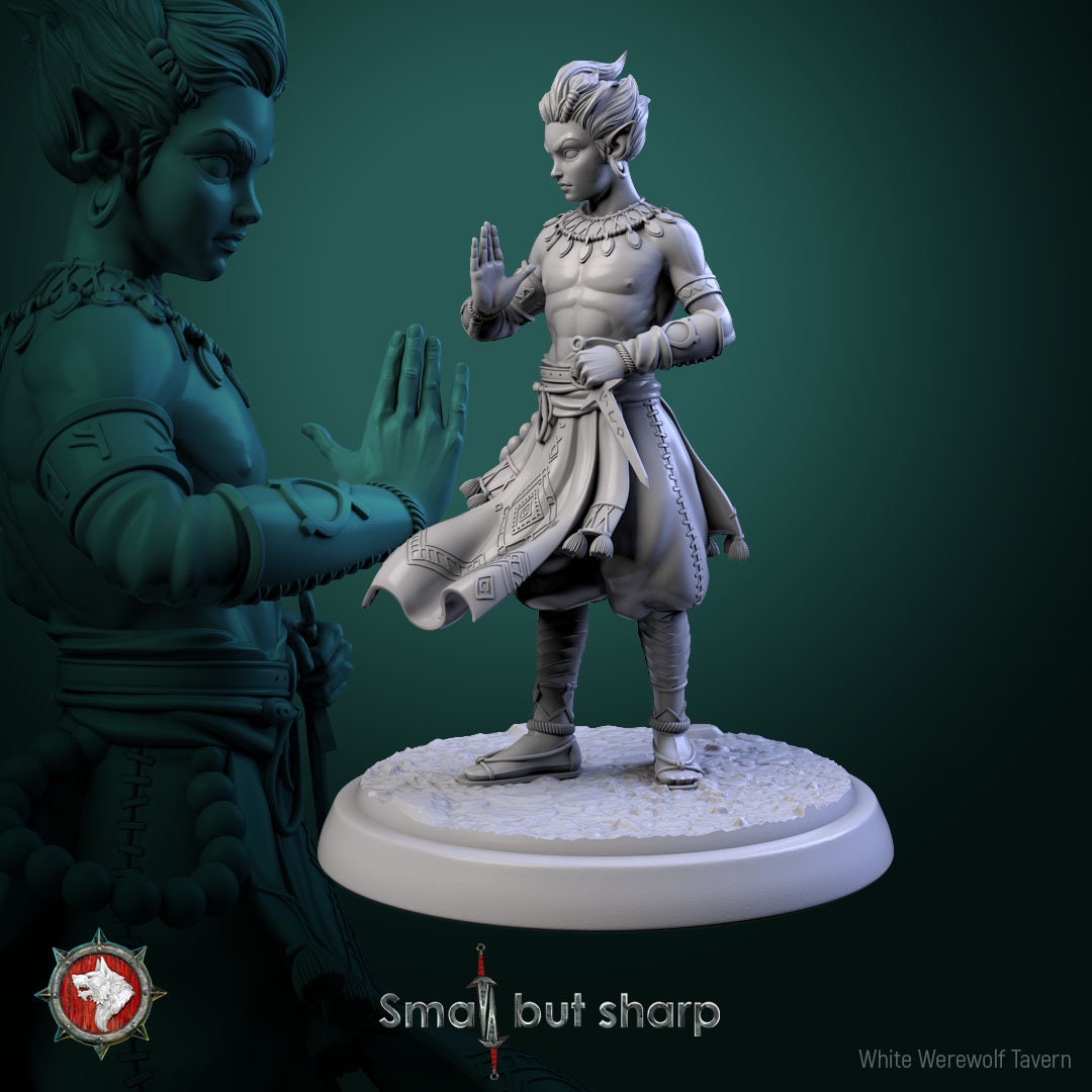 Halfling Monks - 6 Poses - Unpainted Miniature