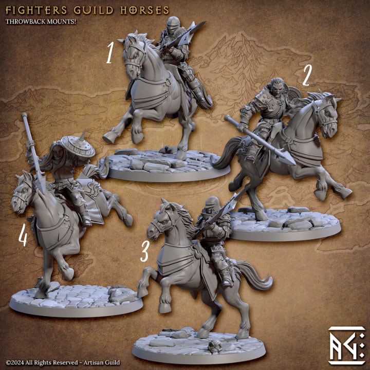 Mounted Fighters - Vanguard Fighters Guild - Unpainted Miniature