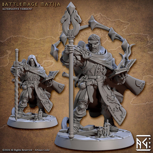 Battlemage Matija - Vanguard Fighters Guild - Unpainted Miniature