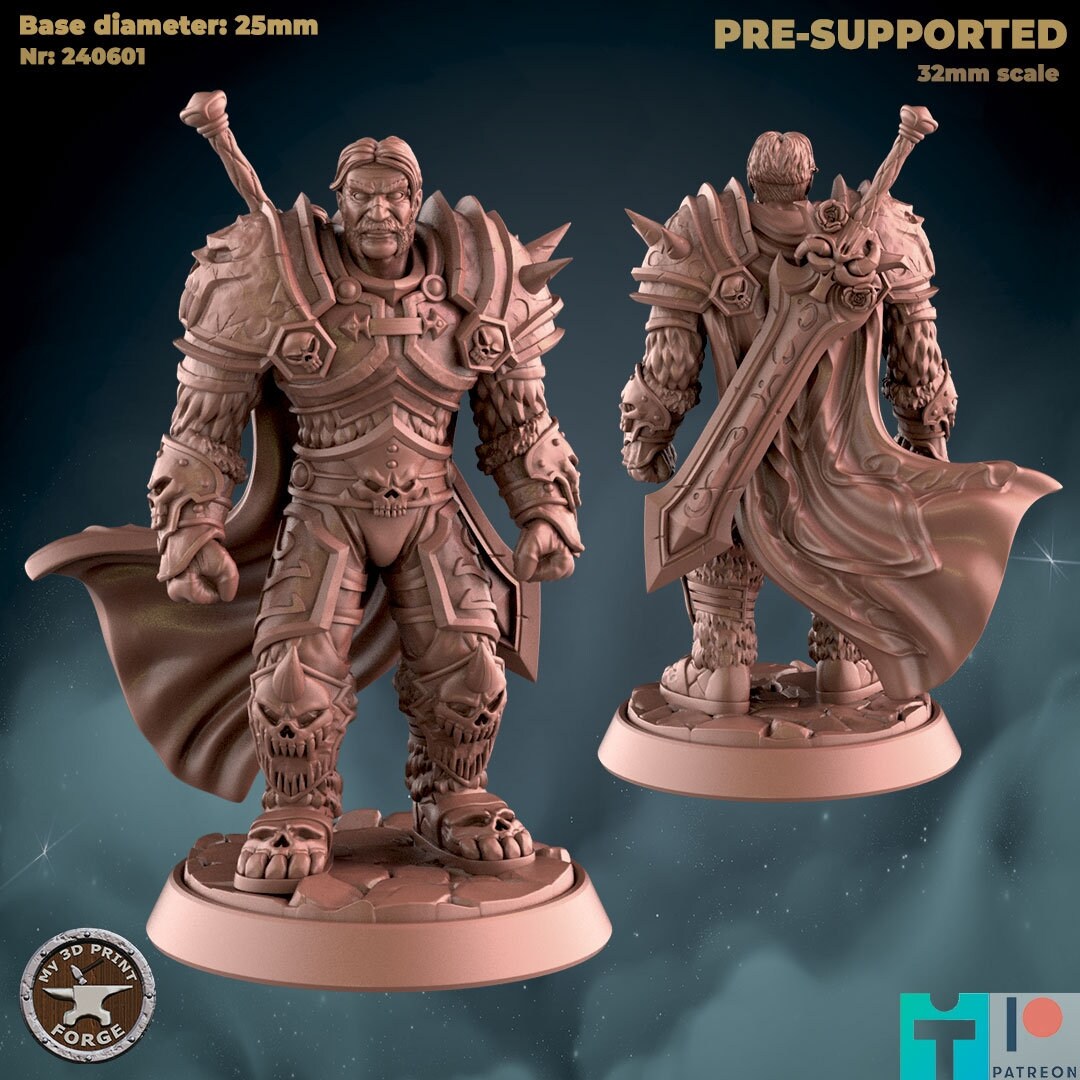 Human Death Knight Leader - 2 Poses - Unpainted Miniature