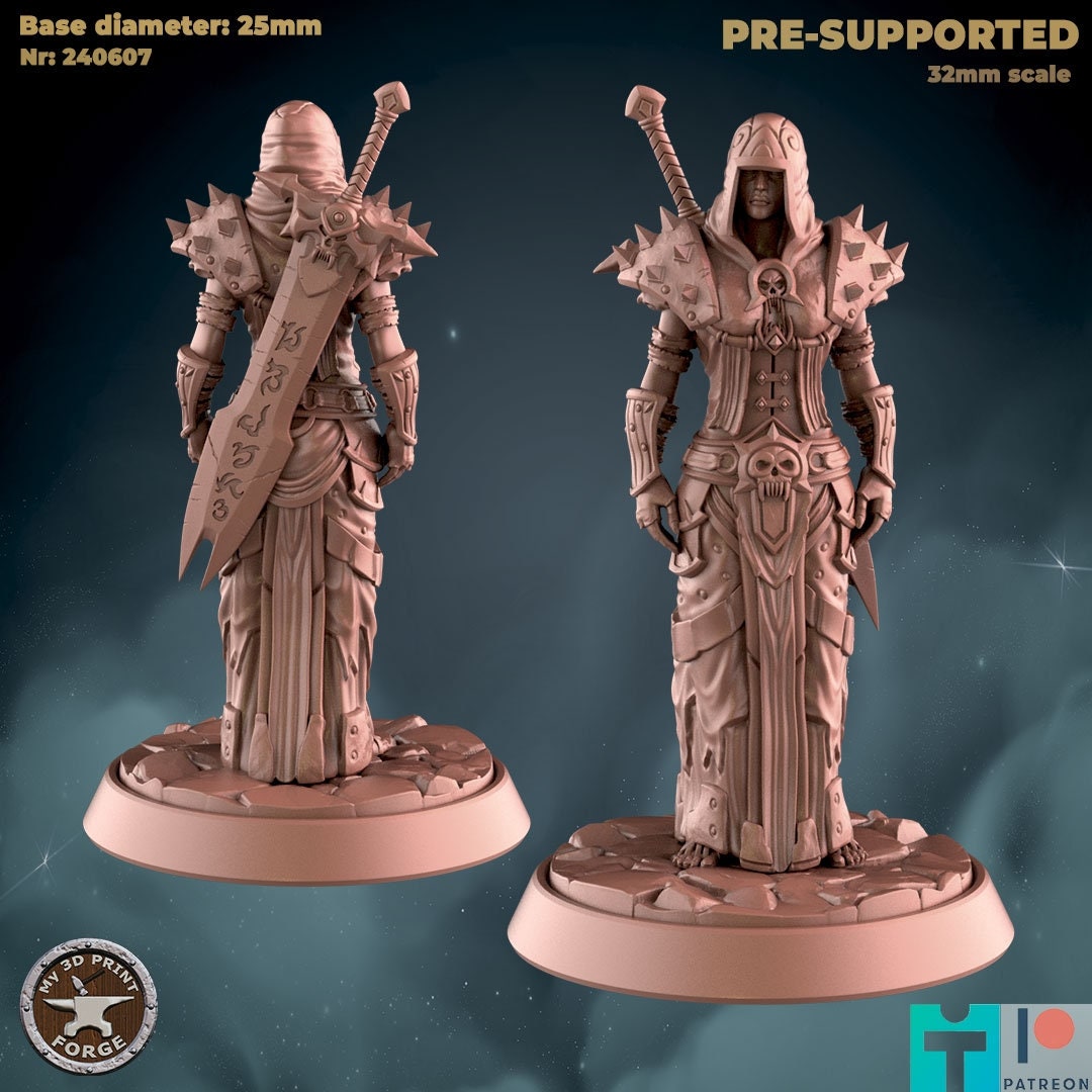 Female Human Death Knight - 2 Poses - Unpainted Miniature