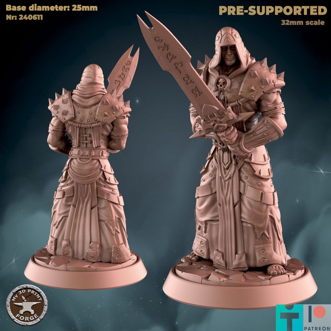 Male Human Death Knight - 2 Poses - Unpainted Miniature