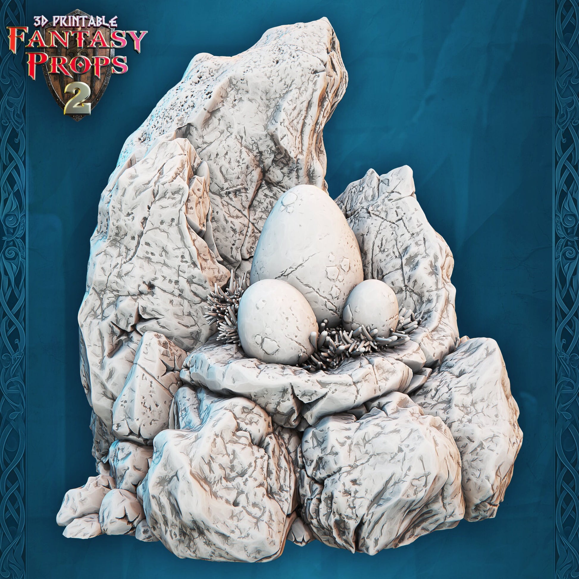 Rocky Nest with Eggs - Pose F - Unpainted Miniature