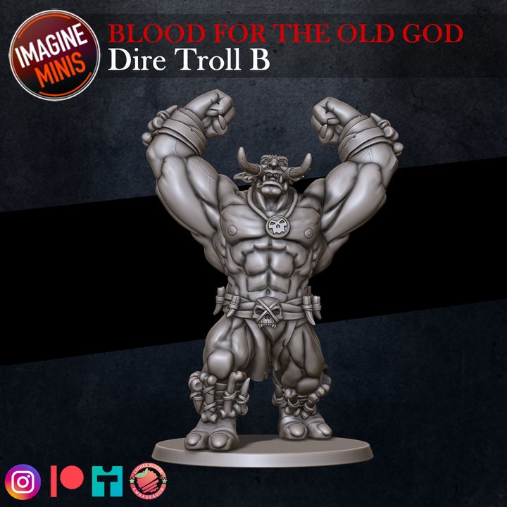 Dire Troll - Pose B - Blood for the Old God Set - Unpainted Miniature