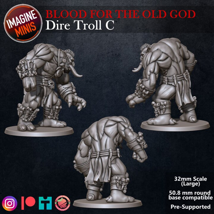 Dire Troll - Pose C - Blood for the Old God Set - Unpainted Miniature