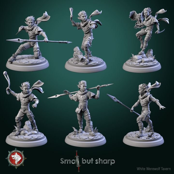 Halfling Warriors - 6 Poses - Unpainted Miniature