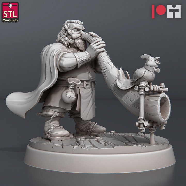 Dwarf with Horn - Carnival Set - Unpainted Miniature