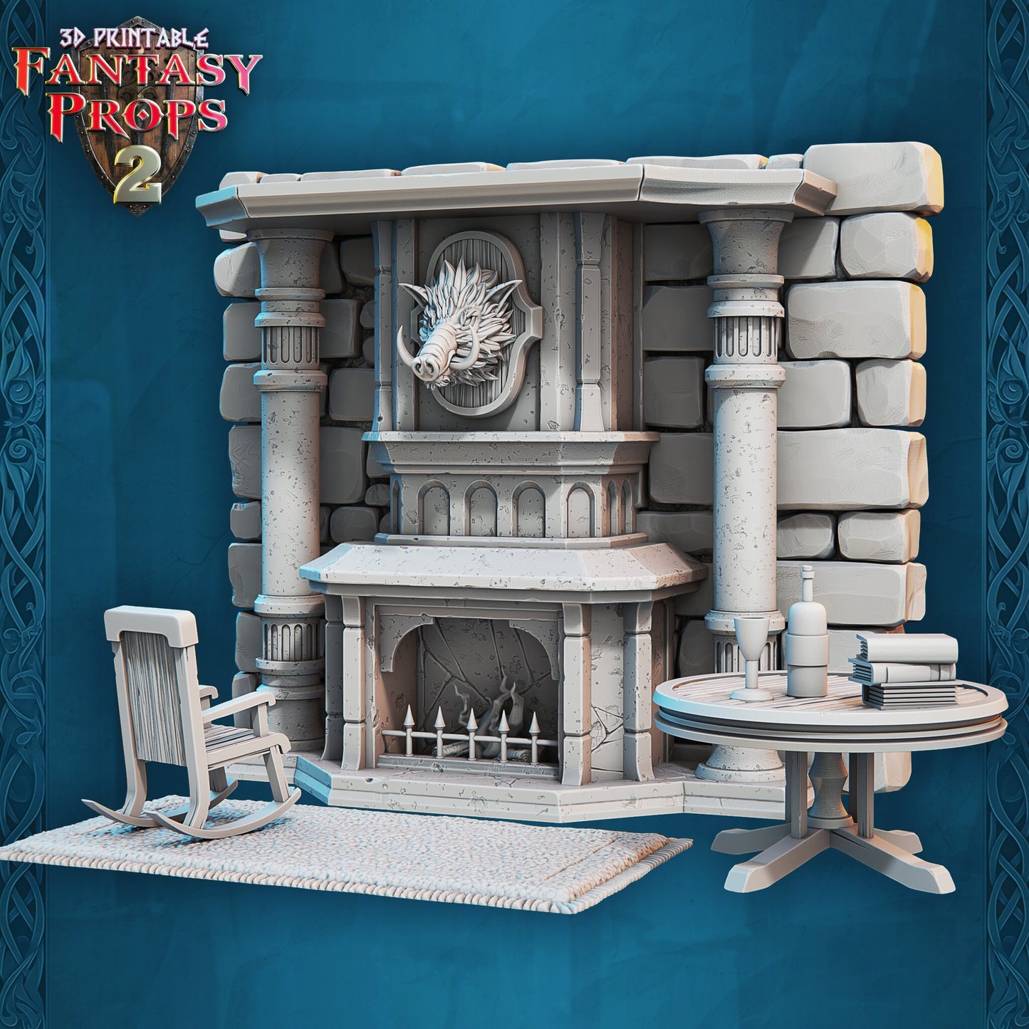 Living Room Fireplace - Tavern Set - Unpainted Miniature