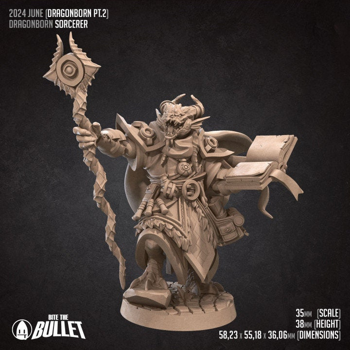 Dragonborn Sorcerer - Unpainted Miniature