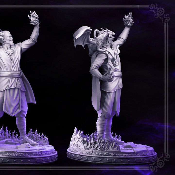 Fire Mage - Drago Zhurong - Dark Wizards Set- Masters of Dungeons Quest - Unpainted Miniature