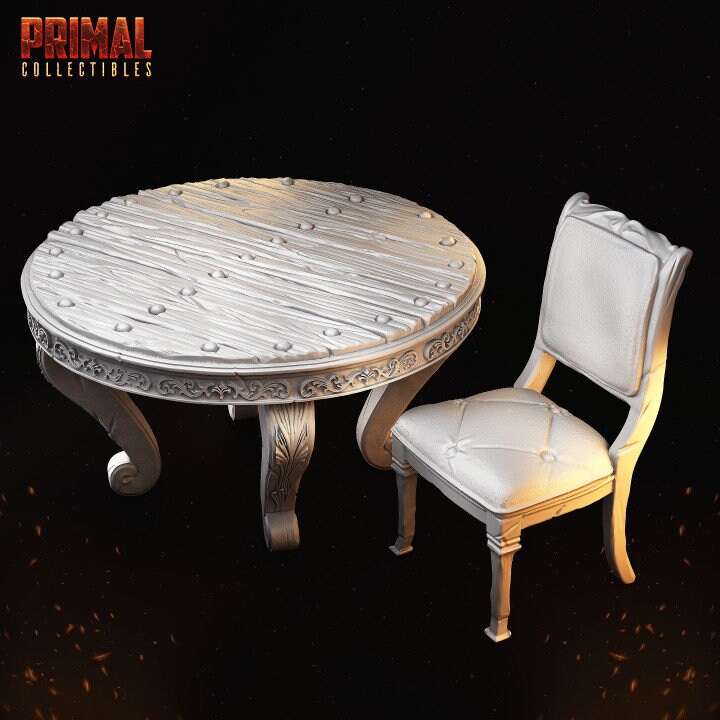 Table and Chair - Masters of Dungeons Quest - Unpainted Miniature