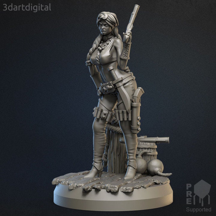 Female Gunslinger - Modular Miniature - Unpainted Miniature