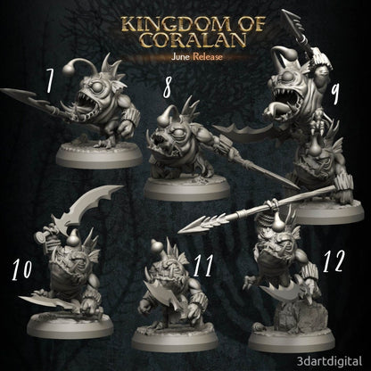 Lophinites - Aquatic Monsters - Kingdom of Coralan Set - Unpainted Miniature