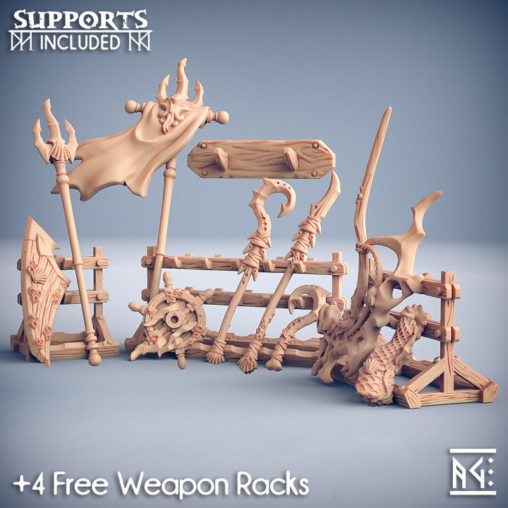 Weapon Rack - Death Tide Jurakin Set - Unpainted Miniature