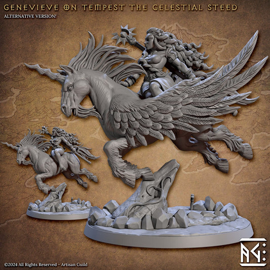 Genevieve on Tempest the Celestial Steed - Vanguard Fighters Guild - Unpainted Miniature