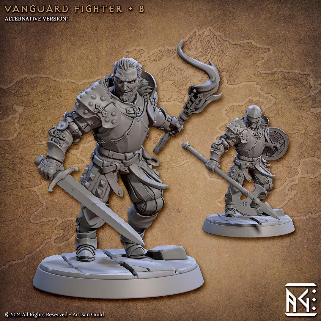 Fighter Pose B - Vanguard Fighters Guild - Unpainted Miniature