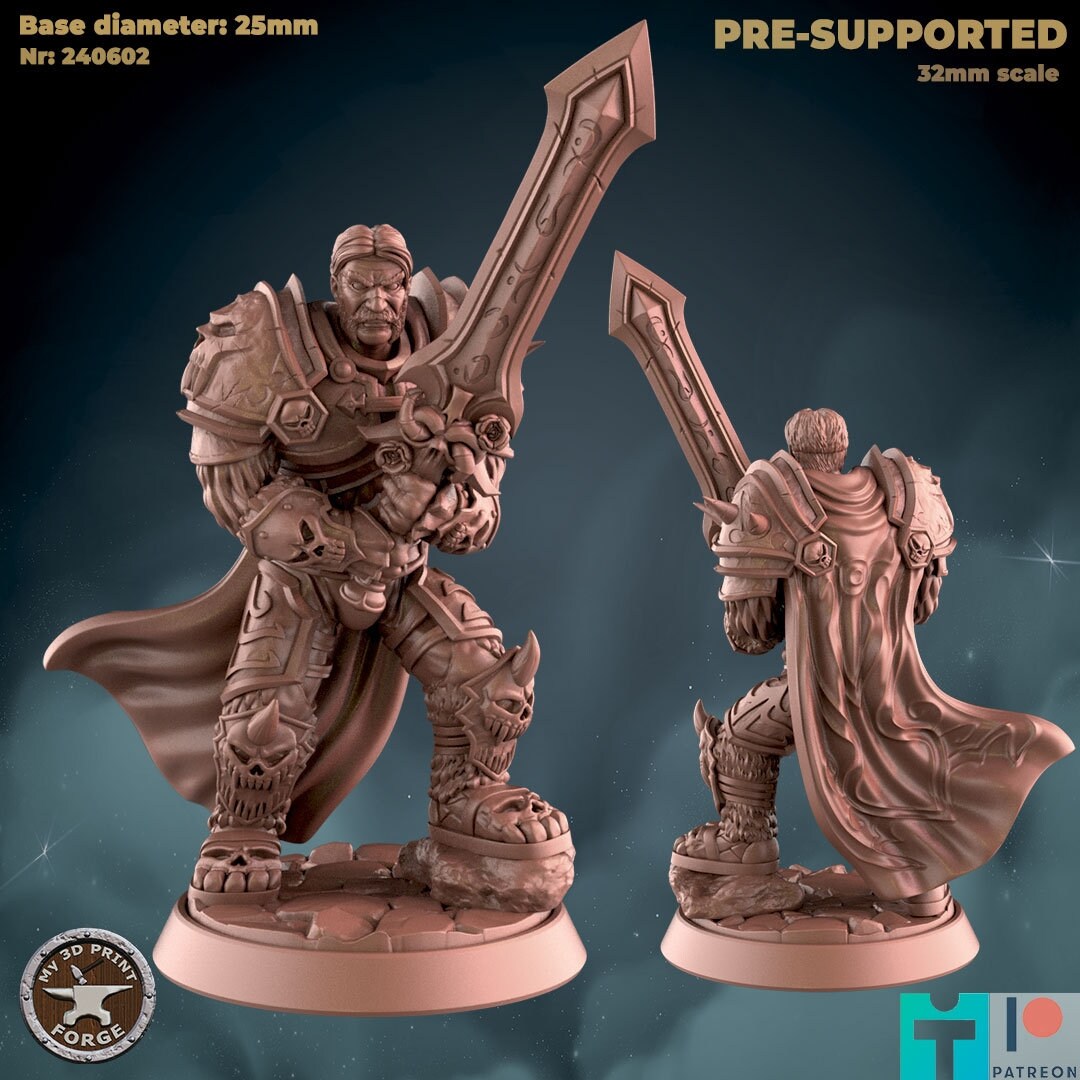 Human Death Knight Leader - 2 Poses - Unpainted Miniature