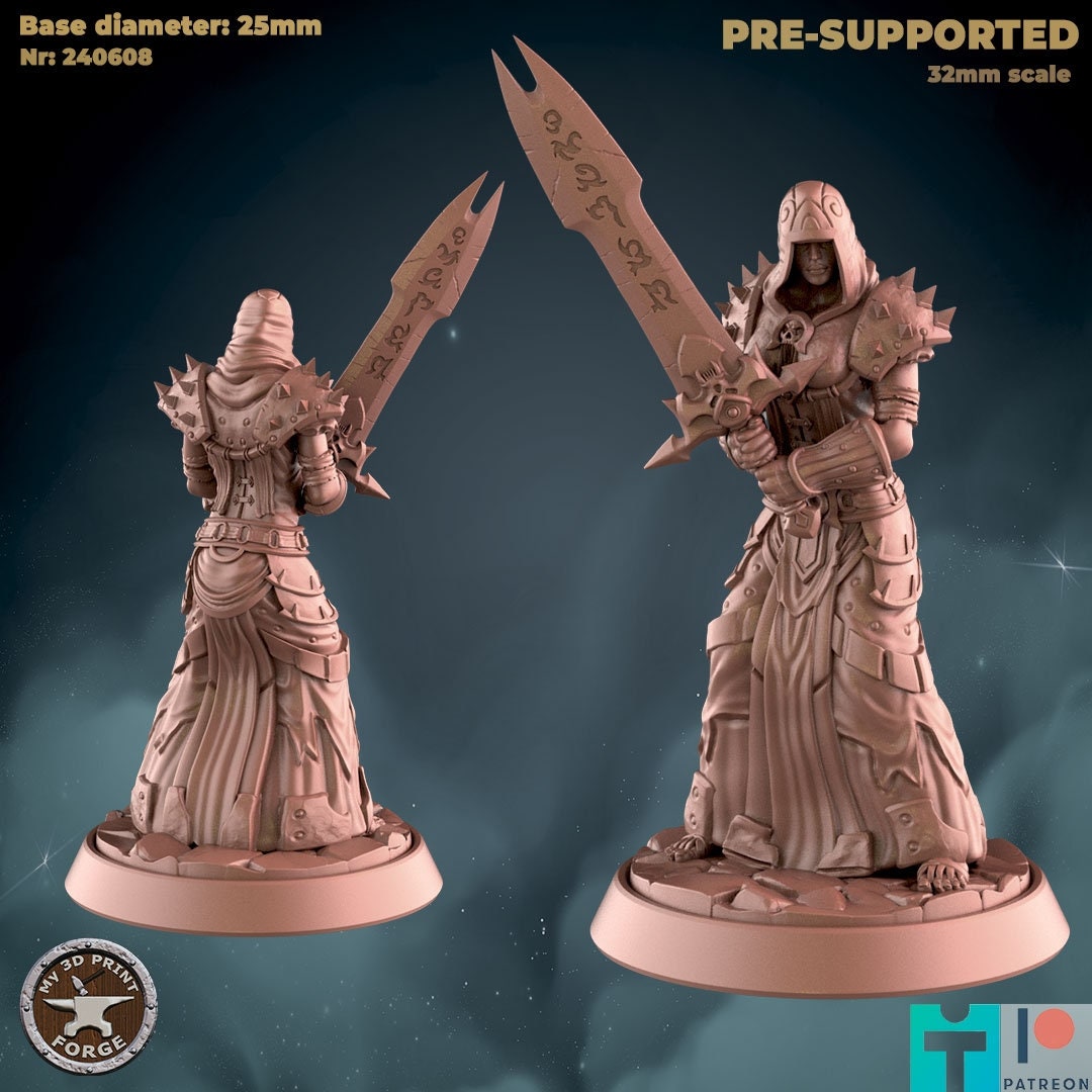 Female Human Death Knight - 2 Poses - Unpainted Miniature