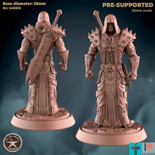 Male Human Death Knight - 2 Poses - Unpainted Miniature