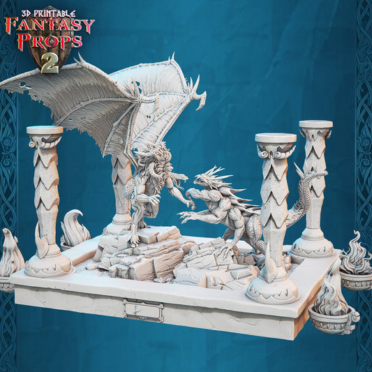 Museum Battle Statue - Museum Diorama - Unpainted Miniature