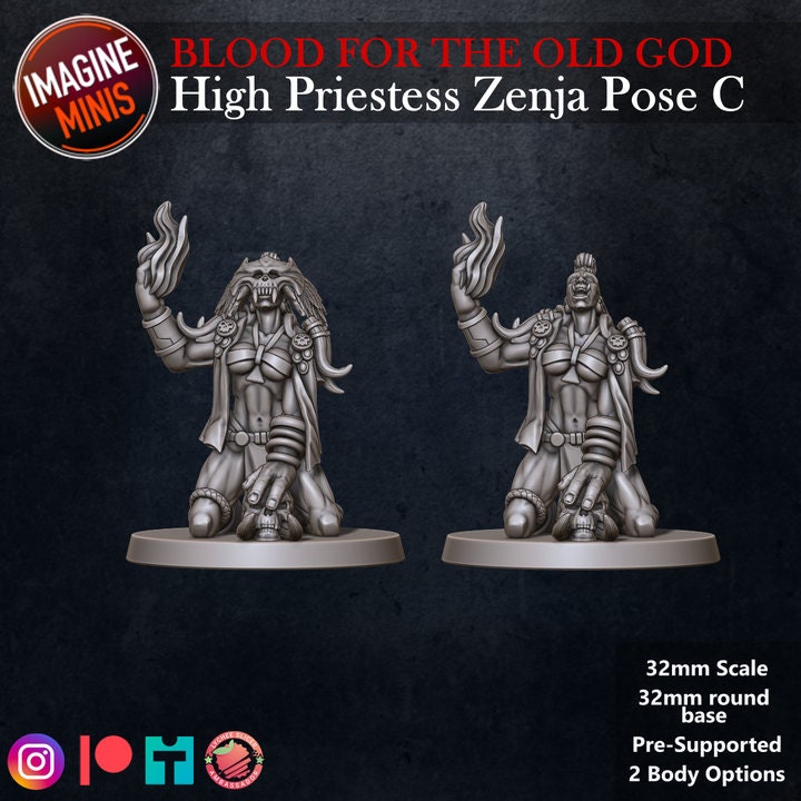 High Priestess Zenja - Pose C - Blood for the Old God Set - Unpainted Miniature