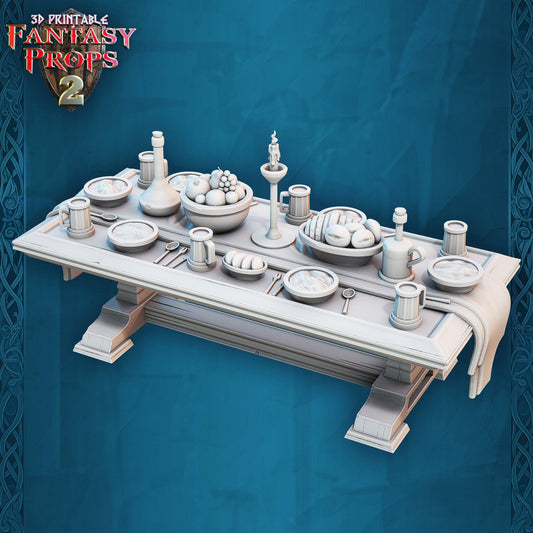 Small Banquet Table - Tavern Set - Unpainted Miniature