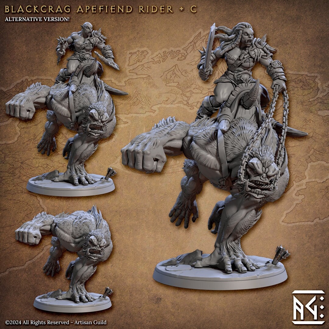 Apefiend Rider - Pose C - Blackcrag Orcs Set - Unpainted Miniature