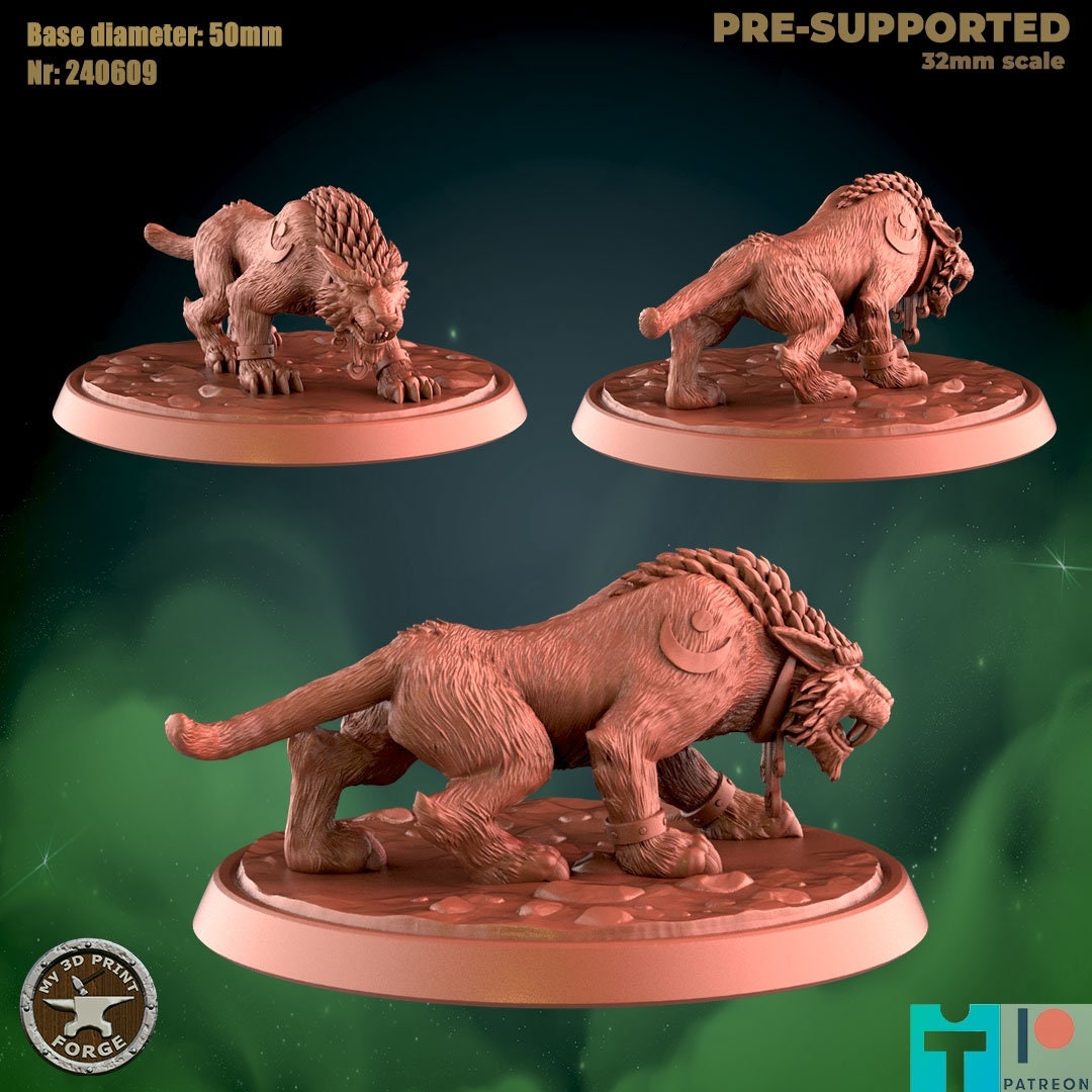 Cat - 8 Poses - Beast Shape - Druid Set - Unpainted Miniature