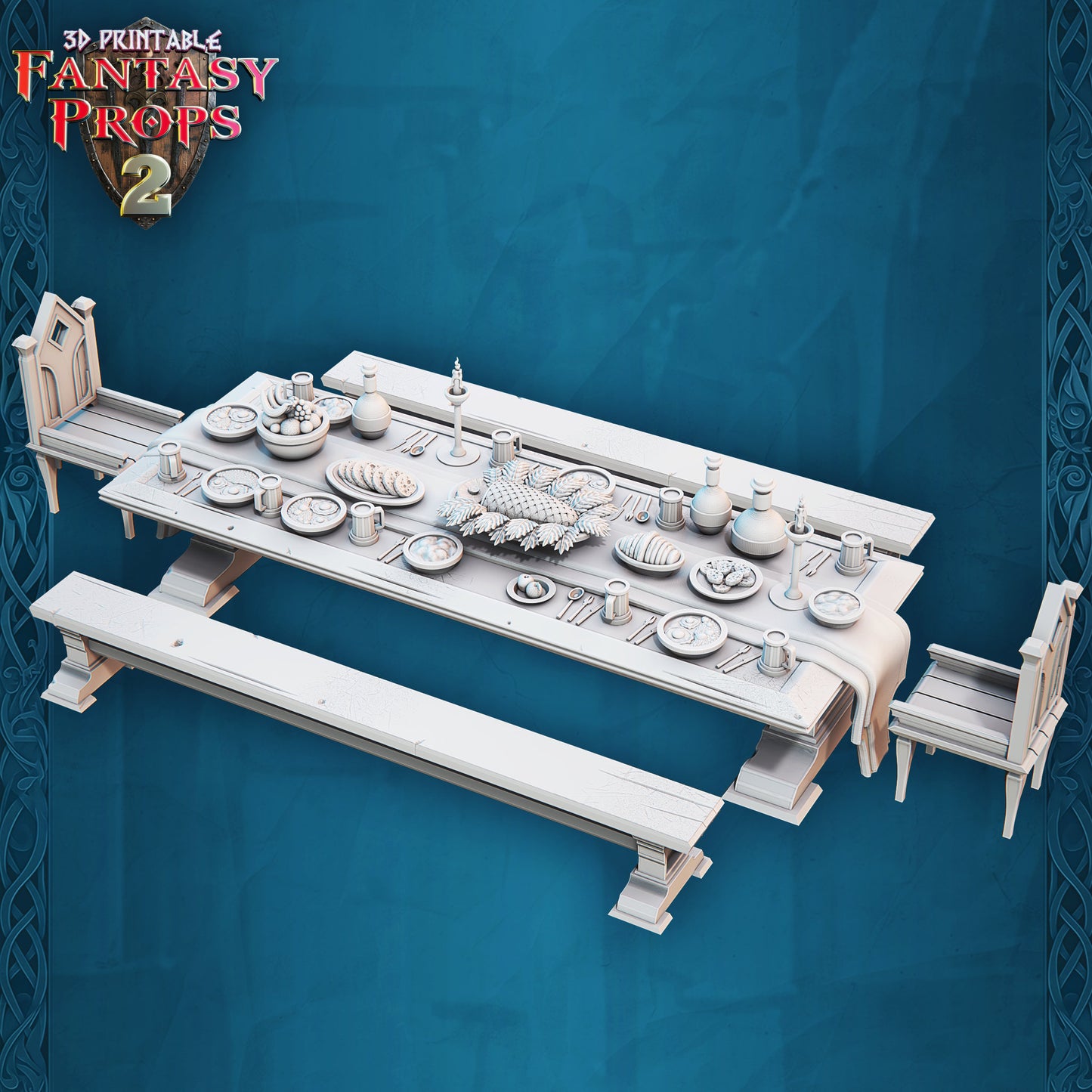 Large Banquet Table - Tavern Set - Unpainted Miniature