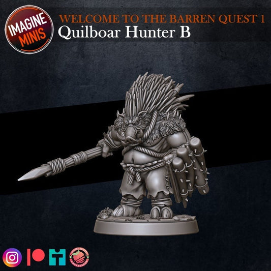 Quilboar Hunter - Pose B - Barrens Set - Unpainted Miniature