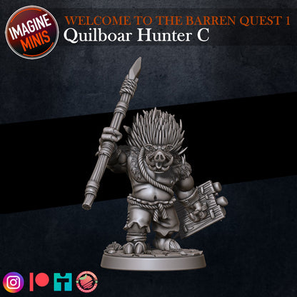 Quilboar Hunter - Pose C - Barrens Set - Unpainted Miniature