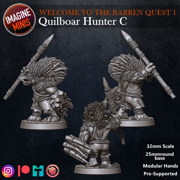 Quilboar Hunter - Pose C - Barrens Set - Unpainted Miniature