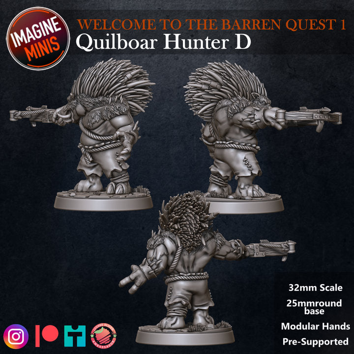 Quilboar Hunter - Pose D - Barrens Set - Unpainted Miniature