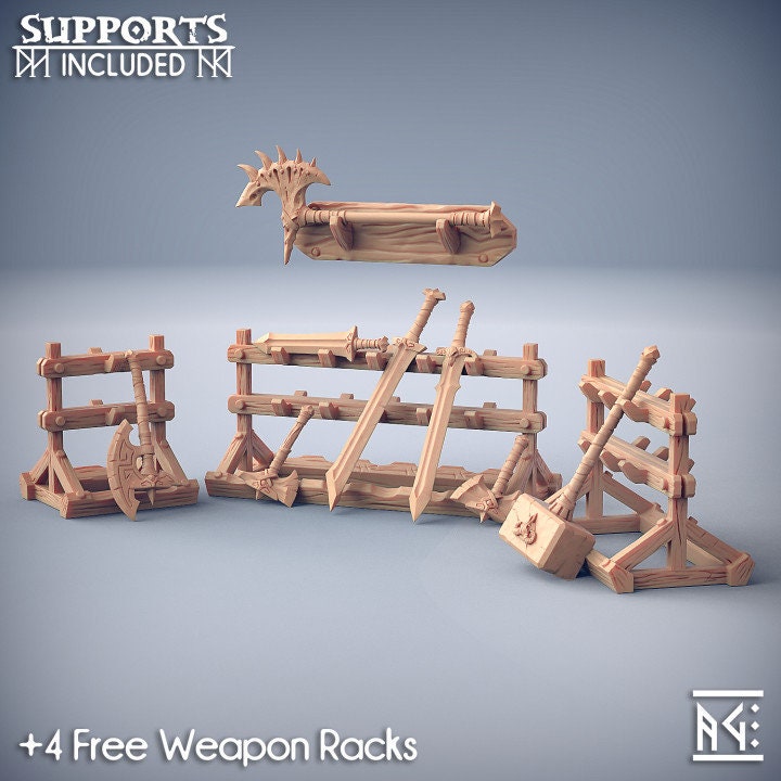 Weapon Rack - Dragonpeak Barbarians Set - Unpainted Miniature