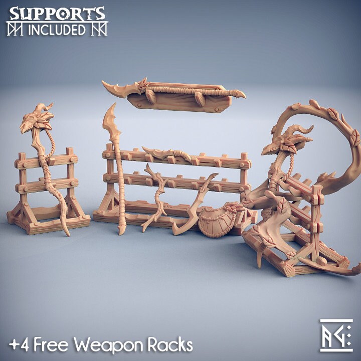 Weapon Rack - Arverian Woodkeeper Set - Unpainted Miniature