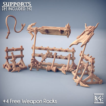 Weapon Rack - Dumlok Flameseeker Set - Unpainted Miniature