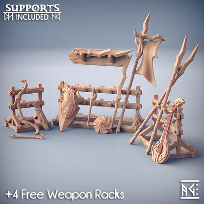 Weapon Rack - Sylvan Knights Set - Unpainted Miniature