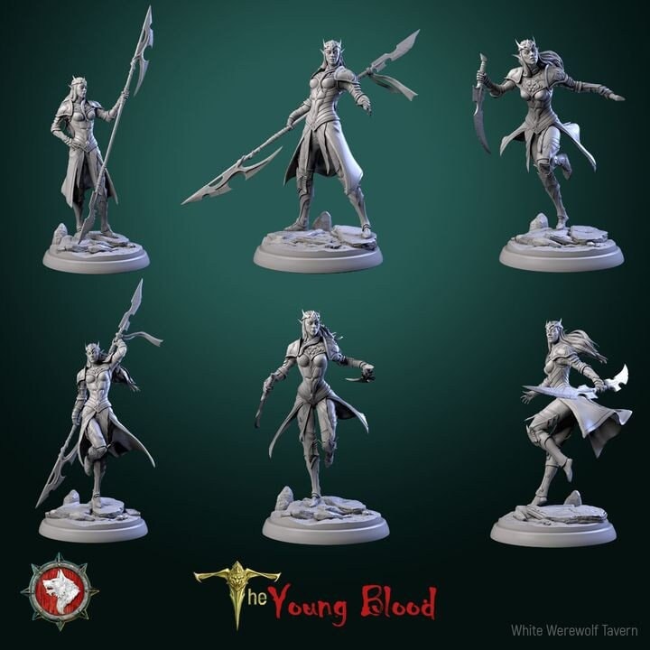 Elven Female Warriors - Unpainted Miniatures