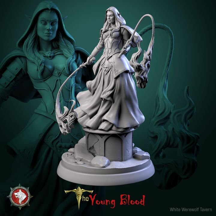 Faeloria The Flame - Female Elf Fire Mage - Unpainted Miniatures