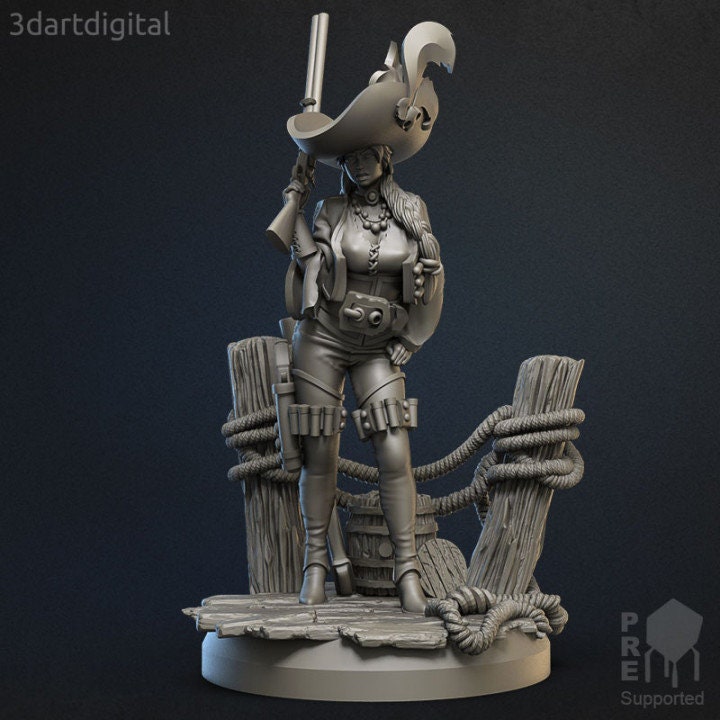 Female Gunslinger - Modular Miniature - Unpainted Miniature