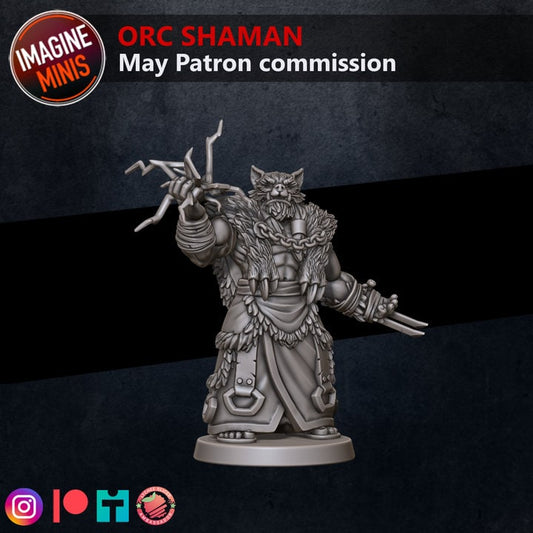 Orc Shaman with Wolf Helm - Unpainted Miniature