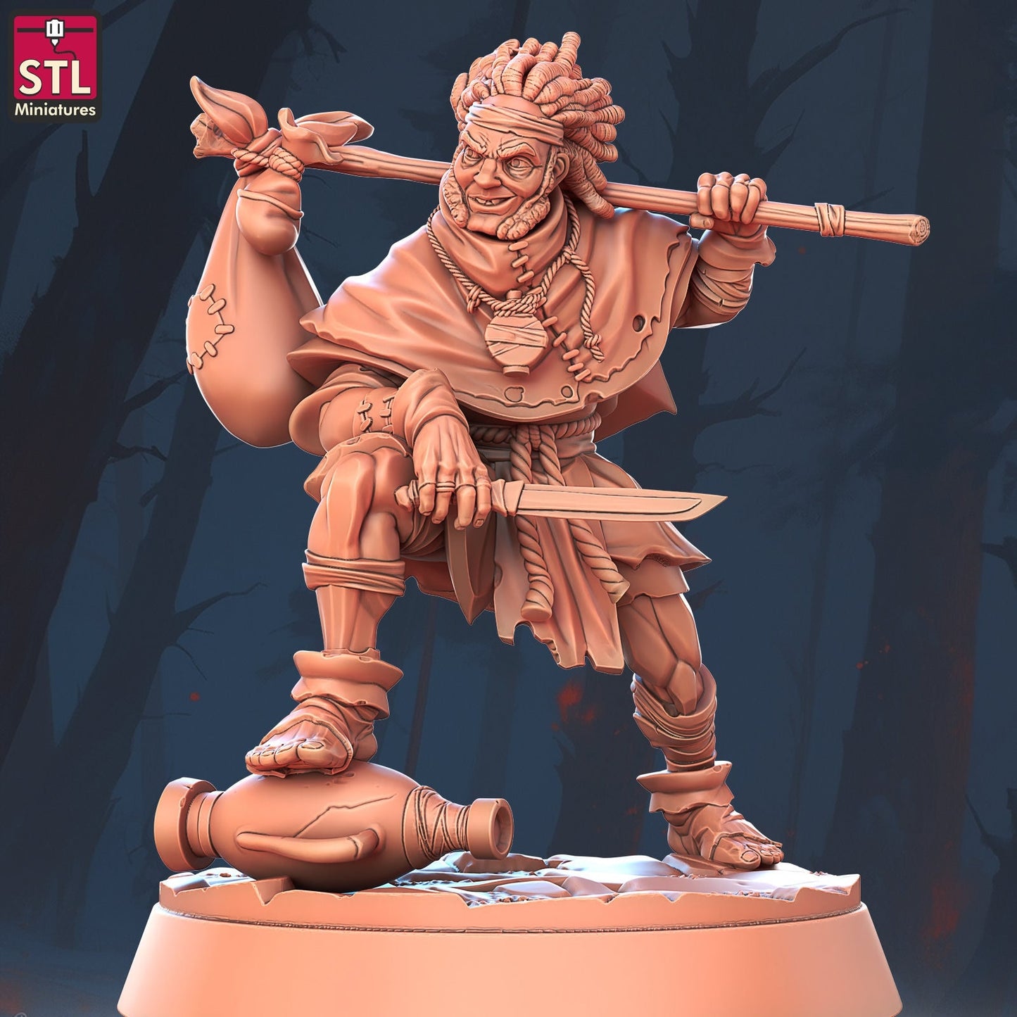 Old Human - Human Beggar - Pose B - Unpainted Miniature