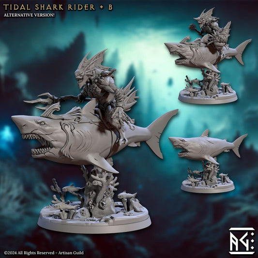 Tidal Shark Rider - Pose B - Mirmidons of the Death-Tide - Unpainted Miniature