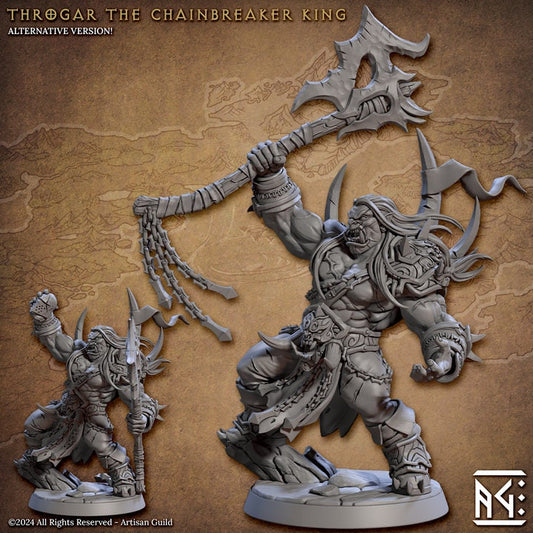 Throgar the Chainbreaker King - Blackcrag Orcs Set - Unpainted Miniature