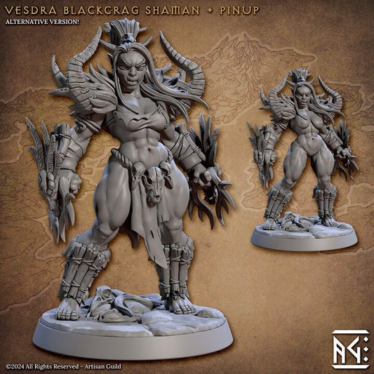 Vesdra the Shaman - Pinup - Blackcrag Orcs Set - Unpainted Miniature