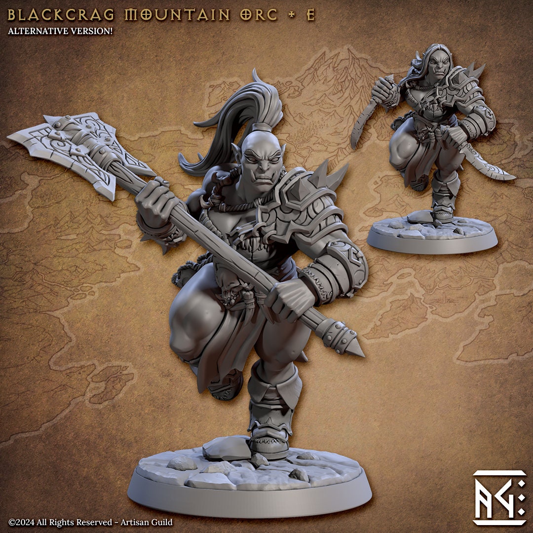 Mountain Orc - Pose E - Blackcrag Orcs Set - Unpainted Miniature